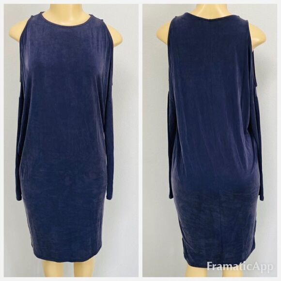 Anthro Eri + Ali Navy Annalyn Cold shoulder Dress - Picture 5 of 6